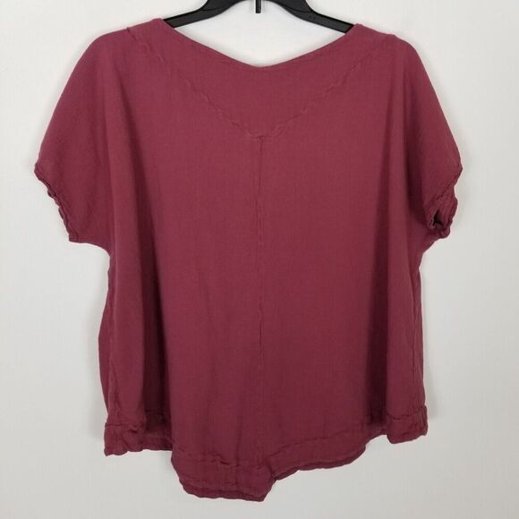 Oh My Gauze Women Textured Top Blouse Sz 3 XL Mauve Popover Lagenlook Minimalist - Picture 2 of 4